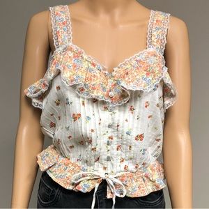 American Eagle V-Neck Floral Cinch Cami, Size S